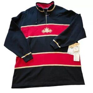 St John Sport NEW W/Tags Red, White & Navy sweatshirt w/gold logo in Size Large